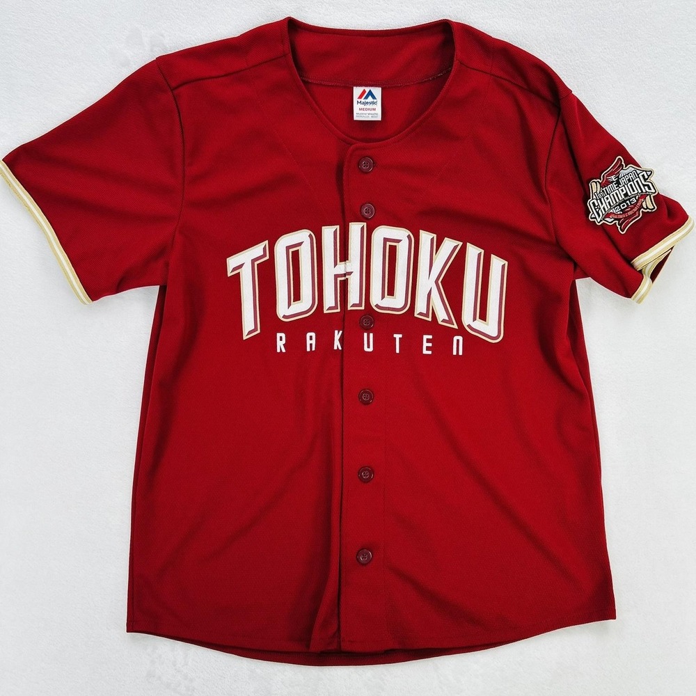 Tohoku Rakuten Golden Eagles Jersey Mens Medium Red Japan NPB Baseball Majestic